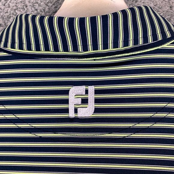 Footjoy Shirt Men‎ Extra Large Black Yellow Stripe Golf Polo FJ Meadowlands - Picture 8 of 13
